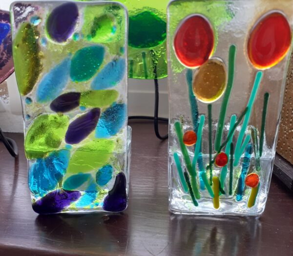 Fused glass tea lights